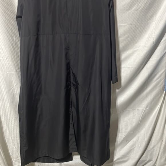 Sanyo 3x black 💯 polyester long rain coat ling back walking pleat euc - Picture 10 of 11